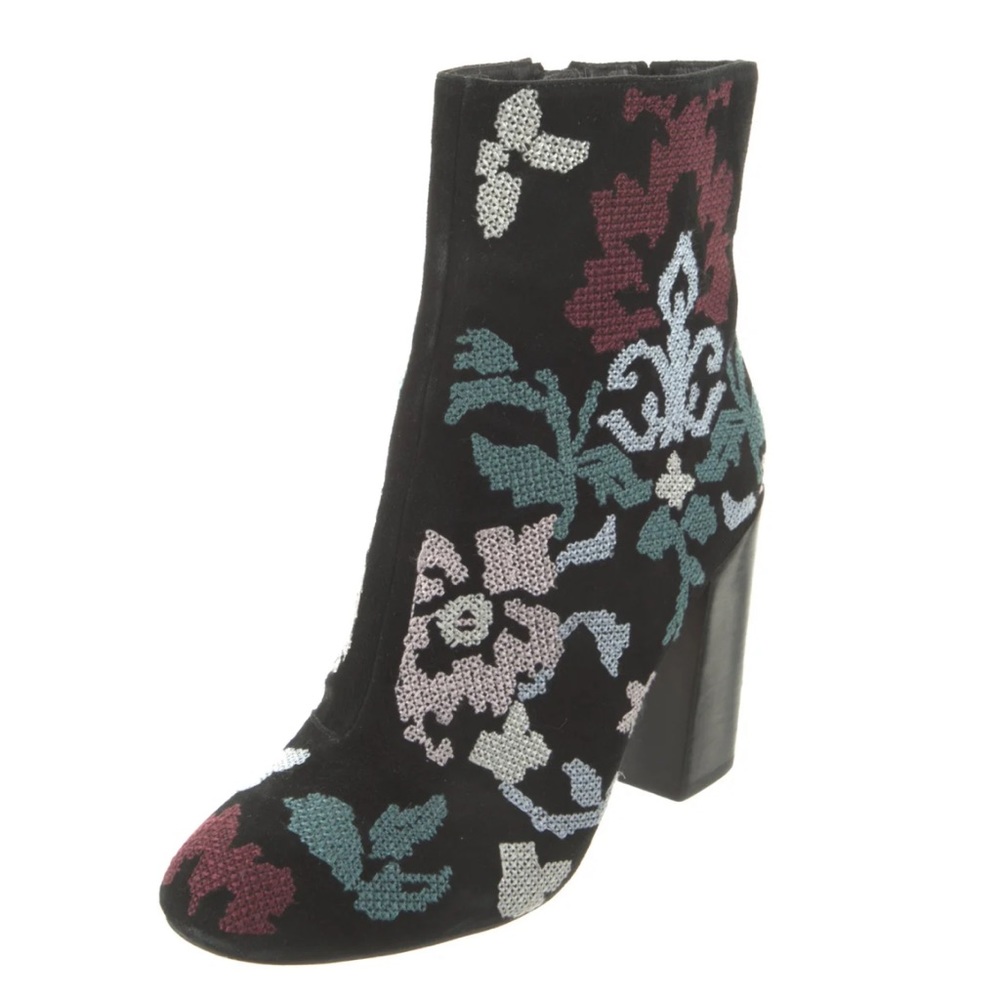 REBECCA MINKOFF Suede Floral Print Boots